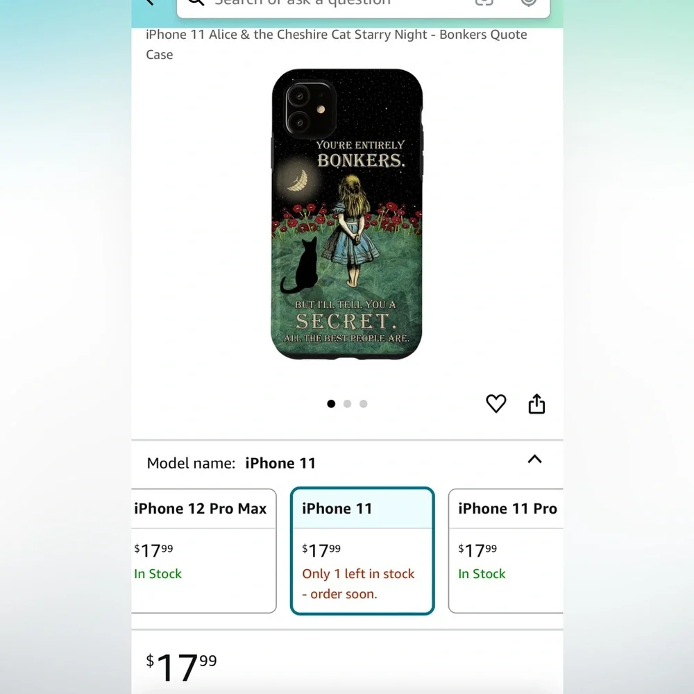 iPhone 11 Alice & the Cheshire Cat Starry Night - Bonkers Quote Case